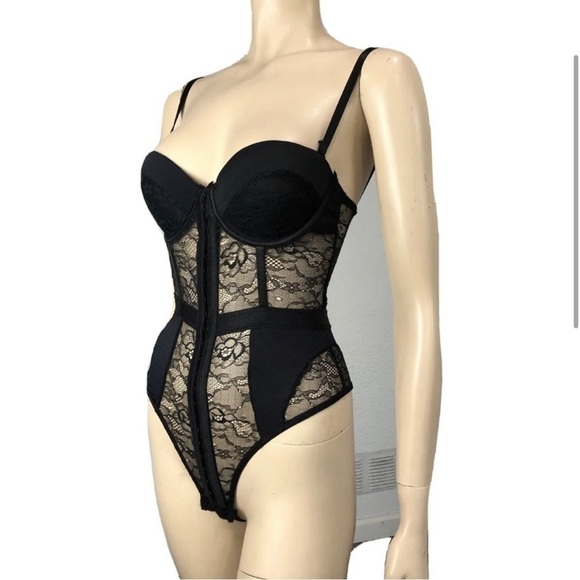 Lace bodysuit babydoll Features side cutouts/boho/retro /removable straps - Picture 1 of 15